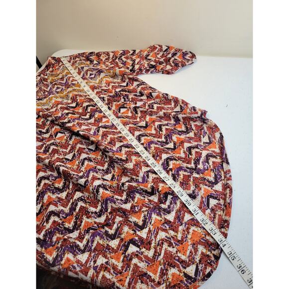 Vtg Cato Orange Purple Geometric V-Neck Long Tail Hilo Top Womens Plus Sz 18/20W - Picture 5 of 11